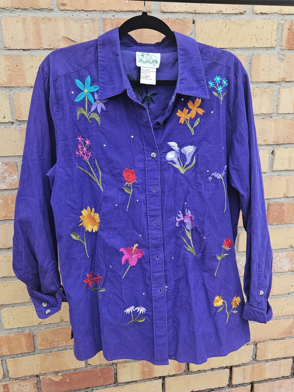 Quacker Factory Purple Button-Up Shirt - Vintage!!